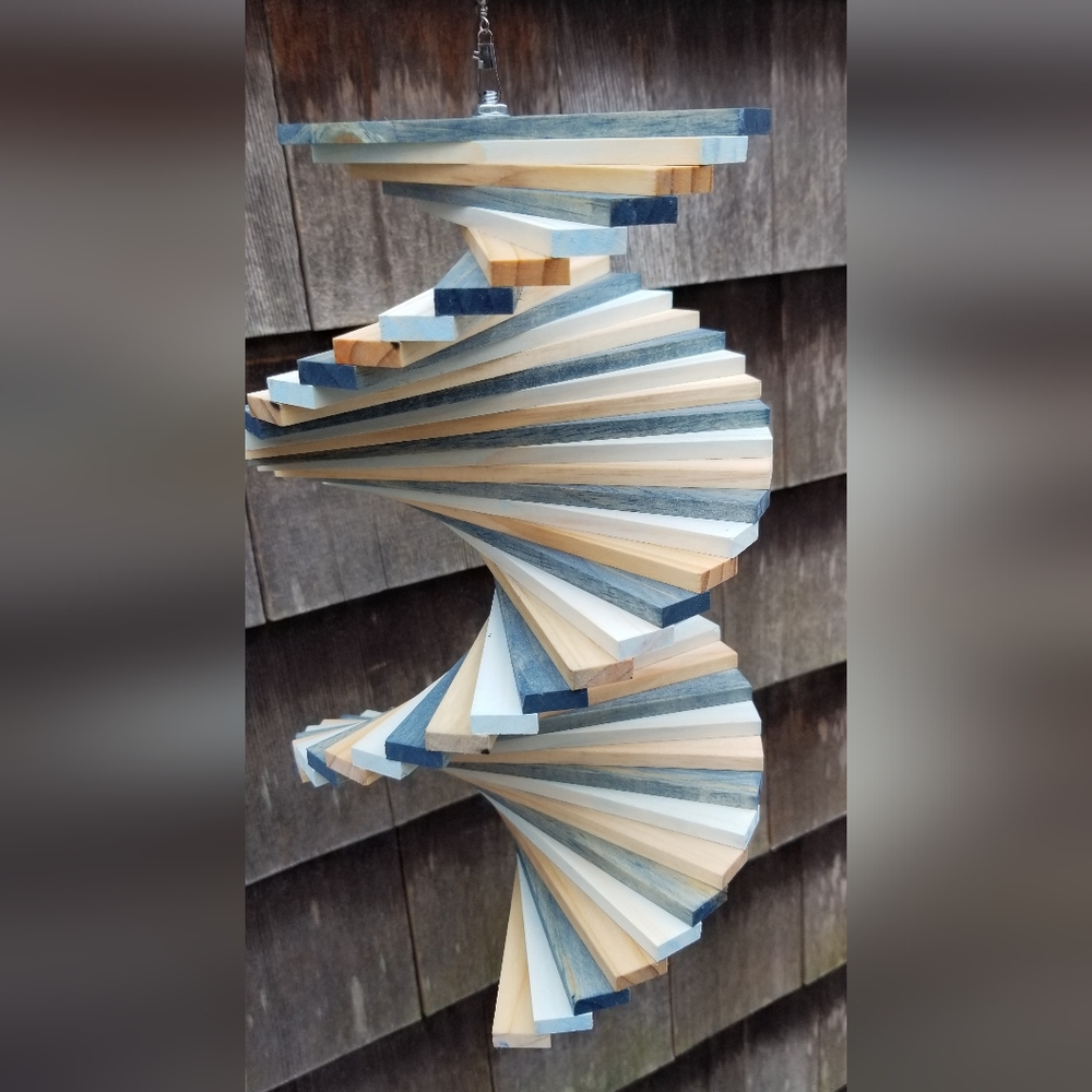 Spinner Stained Blue Beachy Ocean Sand Ocean garden yard porch patio Windchime